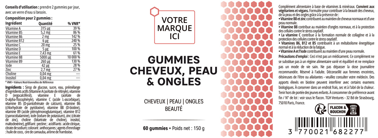 Gummies Cheveux, Peau et Ongles