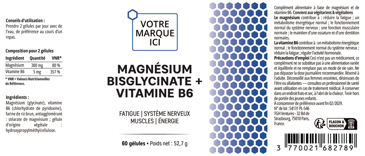 Magnésium Bisglycinate + Vitamine B6