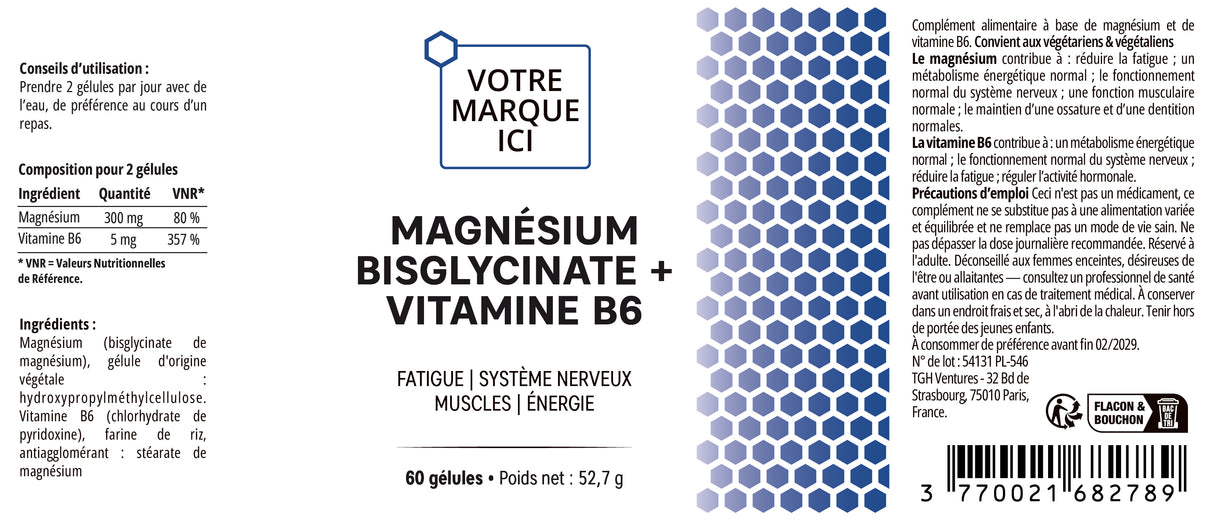 Magnésium Bisglycinate + Vitamine B6